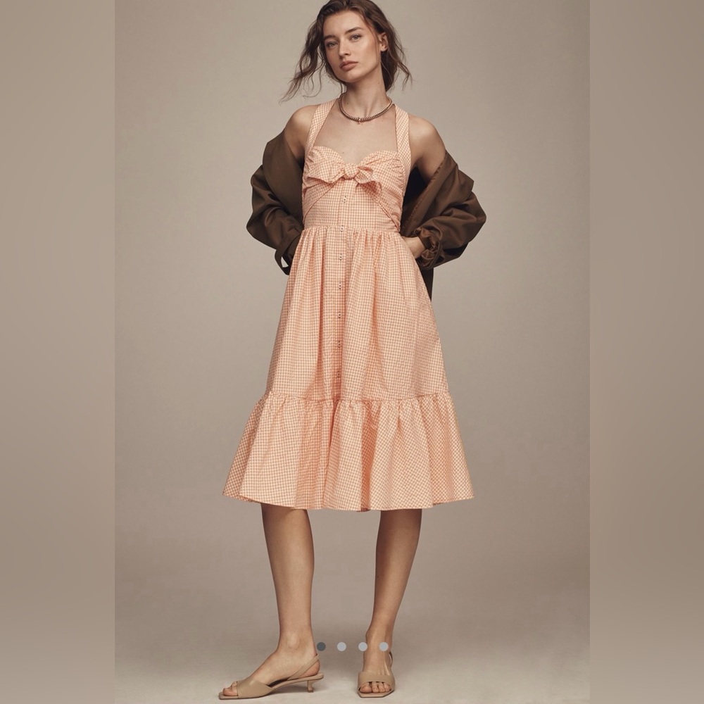 Maeve Halter Bow Front Midi dress - Picture 2 of 14